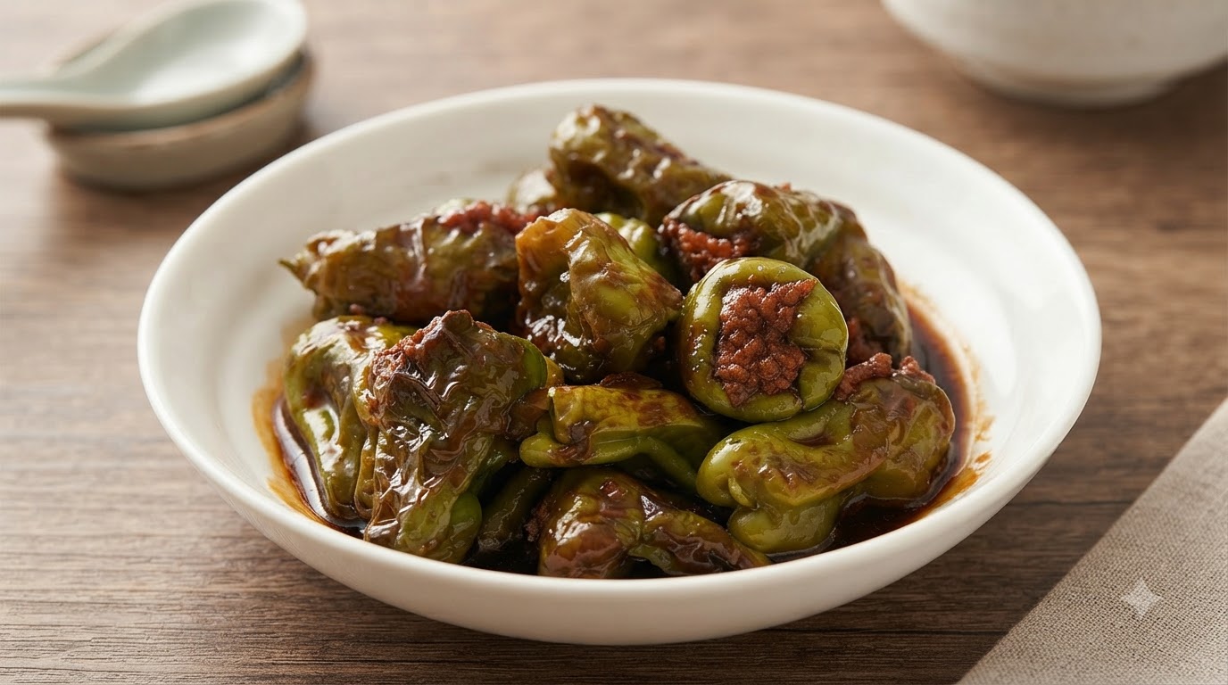 Peperoni Verdi Ripieni di Carne in Stile Hunan (Peperoni Pelle di Tigre)