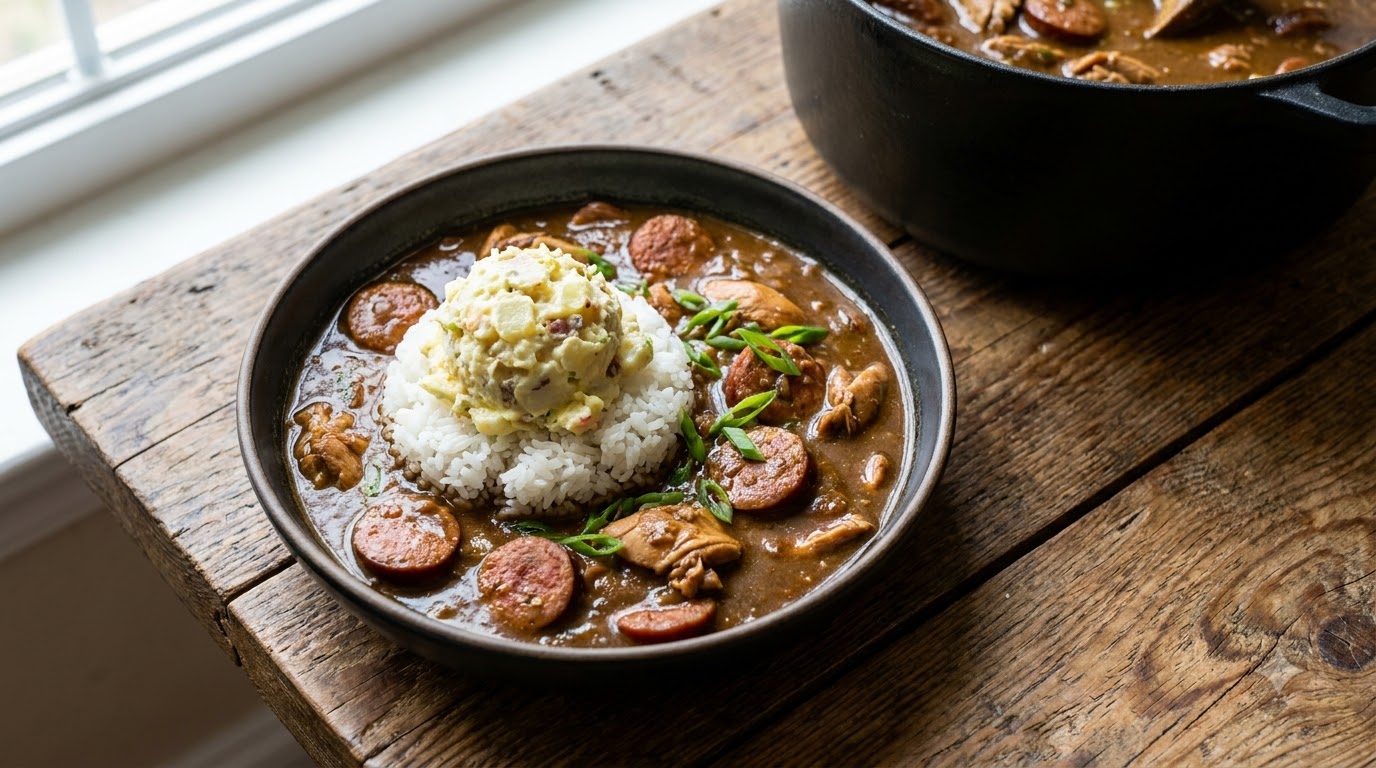 Gumbo di pollo e salsiccia in stile Texas orientale