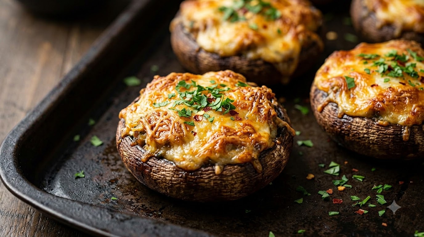 Funghi Ripieni al Burro d'Aglio e Formaggio